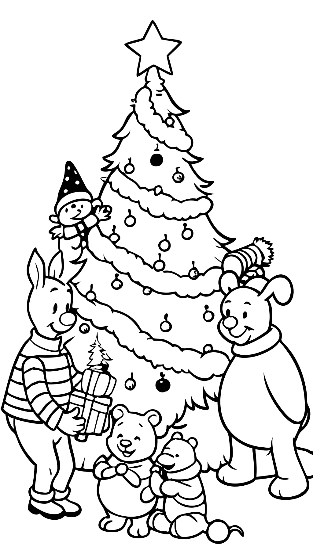 POOH Páginas para colorear de Navidad